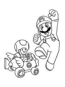 Toad and Mario from Mario Kart coloring page