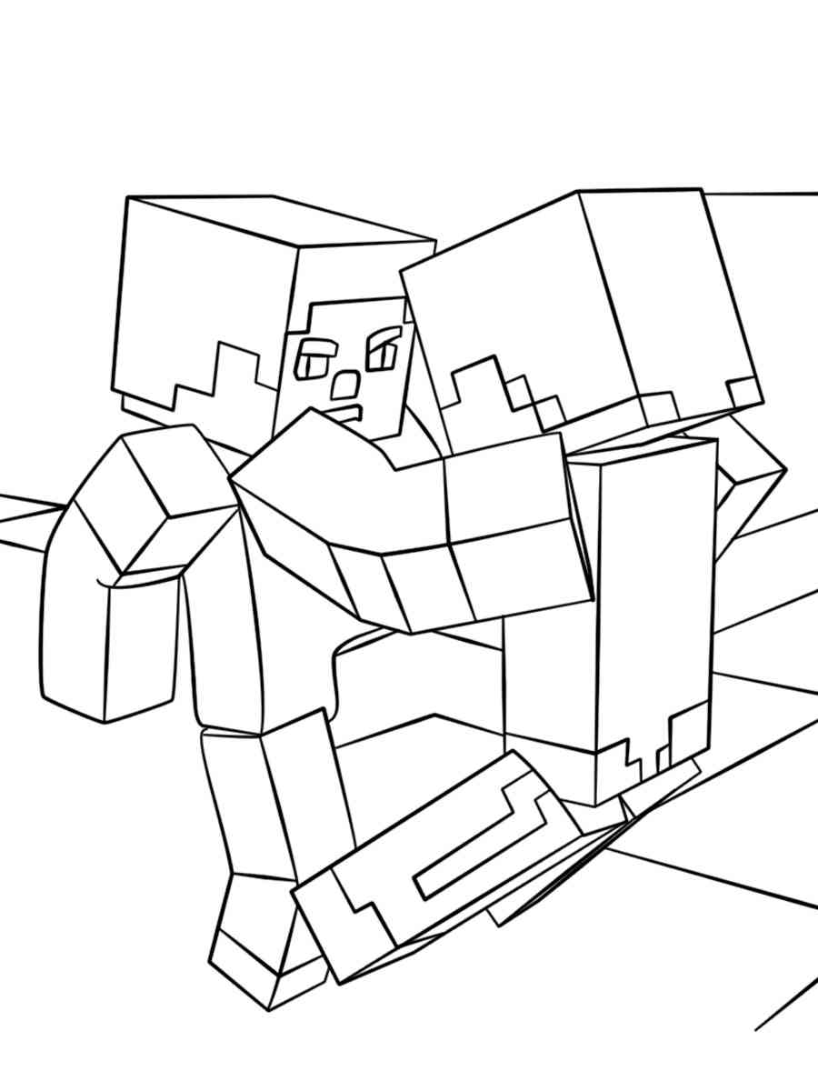 Steve and Alex Minecraft coloring page
