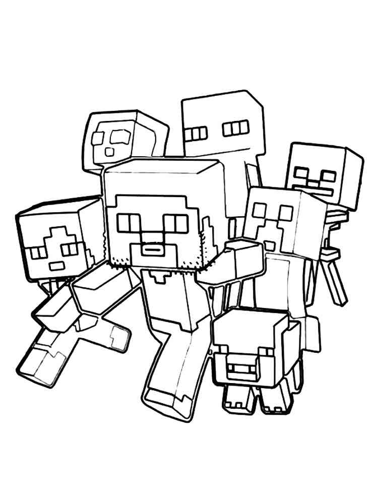 Minecraft Characters coloring page