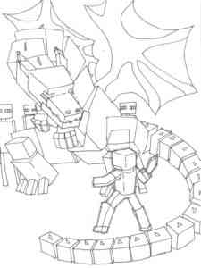 Steve vs Ender Dragon Minecraft coloring page