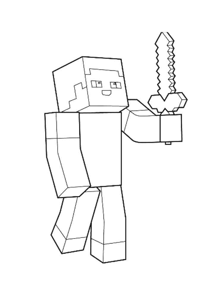 Noob Steve Minecraft coloring page
