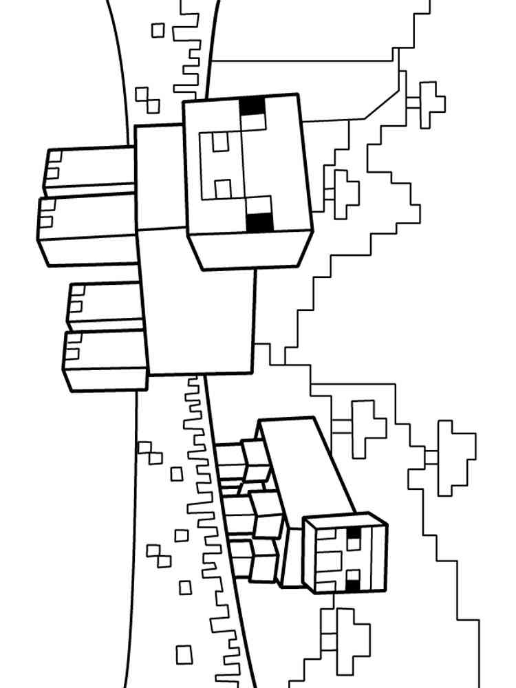 Pig and Cow Minecraft coloring page