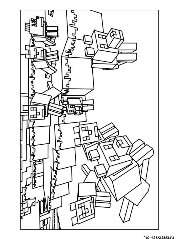 Wolves Minecraft coloring page