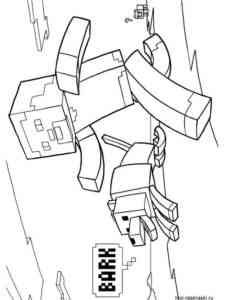 Steve Running with Wolf Minecraft coloring page