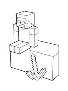 Sitting Steve Minecraft coloring page