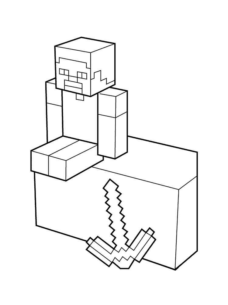 Sitting Steve Minecraft coloring page