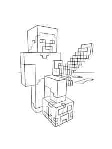Steve with the Sword Minecraft coloring page
