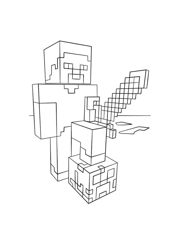 Steve with the Sword Minecraft coloring page
