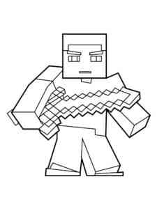Steve with a sword Minecraft coloring page