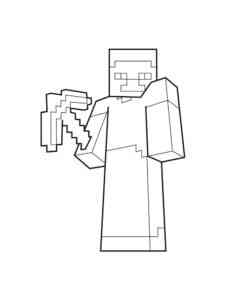 Steve with Pickaxe Minecraft coloring page