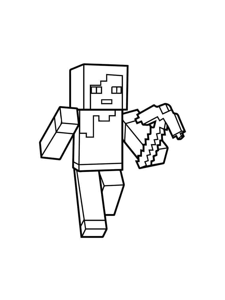 Alex with Pickaxe Minecraft coloring page