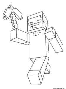 Running Steve Minecraft coloring page