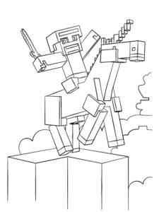 Steve on the Unicorn Minecraft coloring page