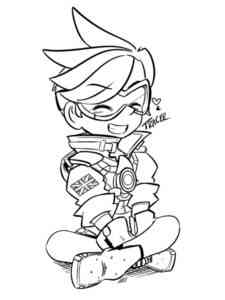 Chibi Tracer Overwatch coloring page
