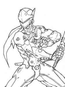 Overwatch Genji coloring page