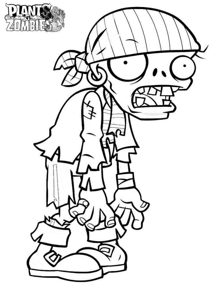Pirate Zombie from PvZ coloring page