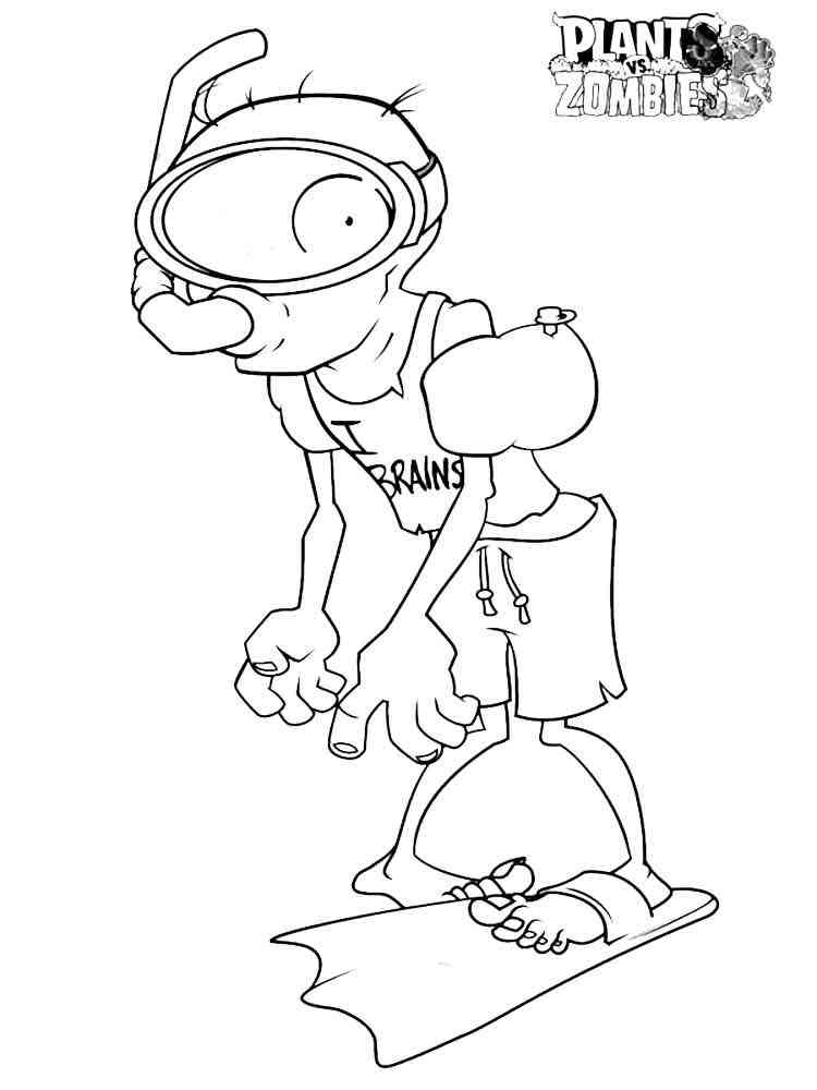 Snorkel Zombie from PvZ coloring page