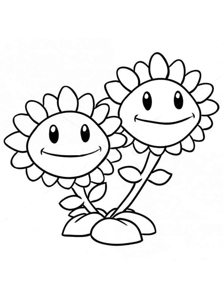 Twin Sunflower from Plants vs. Zombies coloring page