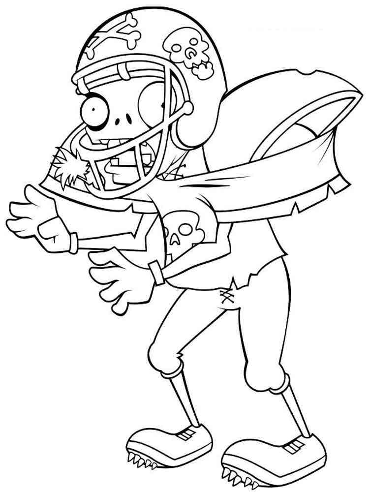 Football Zombie from PvZ coloring page