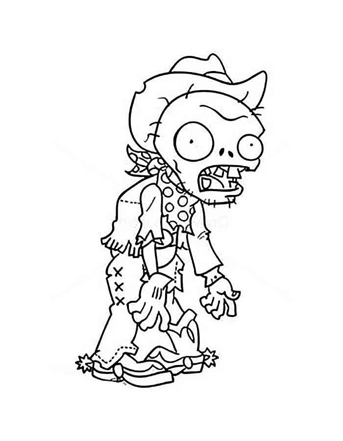 Cowboy Zombie from PvZ coloring page