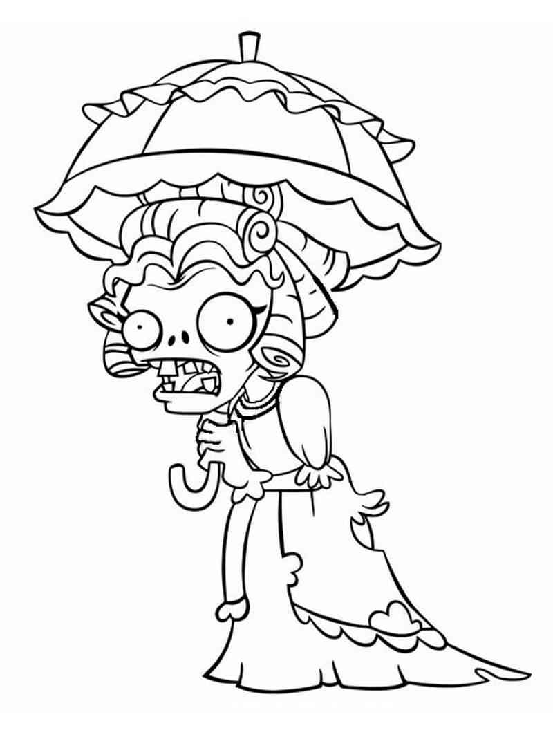 Parasol Zombie from PvZ coloring page