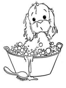 Puppy in the Bathtub coloring page