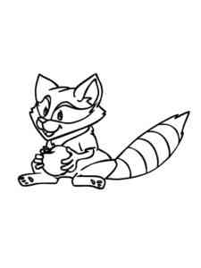 Raccoon with Apple coloring page