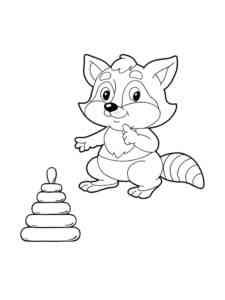 Raccoon and Toy coloring page