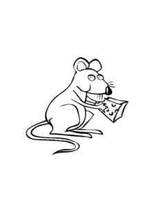 Rat Eating Cheese coloring page
