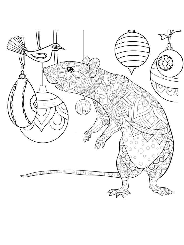 Rat Zentangle coloring page