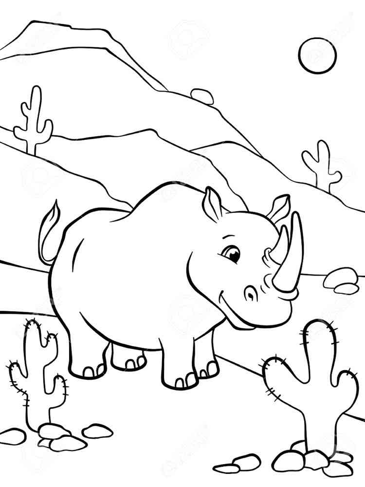 Funny Cartoon Rhino coloring page