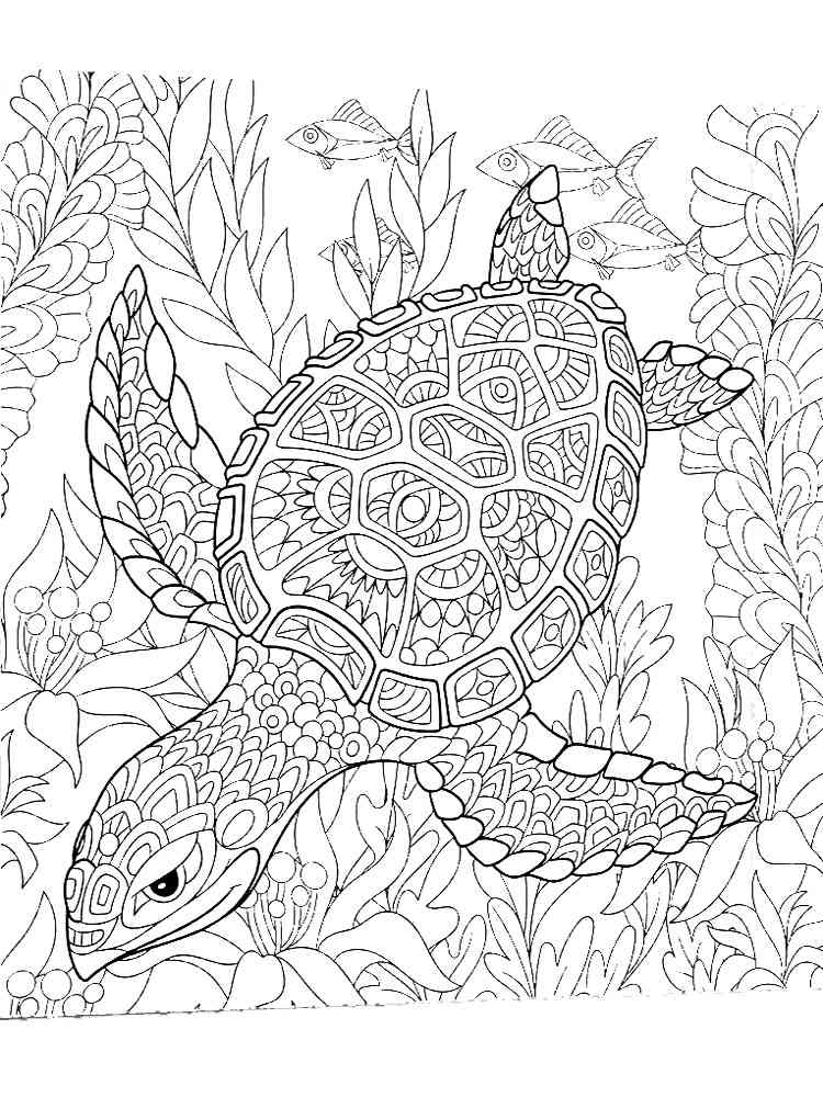 Sea Turtle Underwater Antistress coloring page
