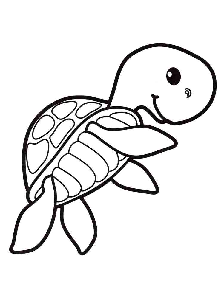 Little Cartoon Sea Turtle coloring page