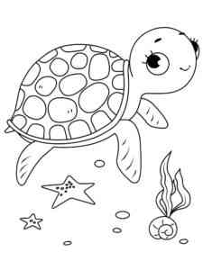 Cute Sea Turtle Underwater coloring page