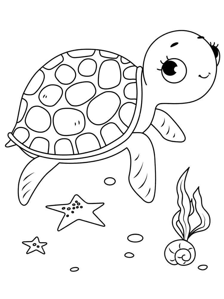 Cute Sea Turtle Underwater coloring page