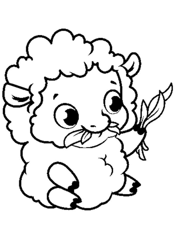 Cute Sheep Eating Leaves coloring page