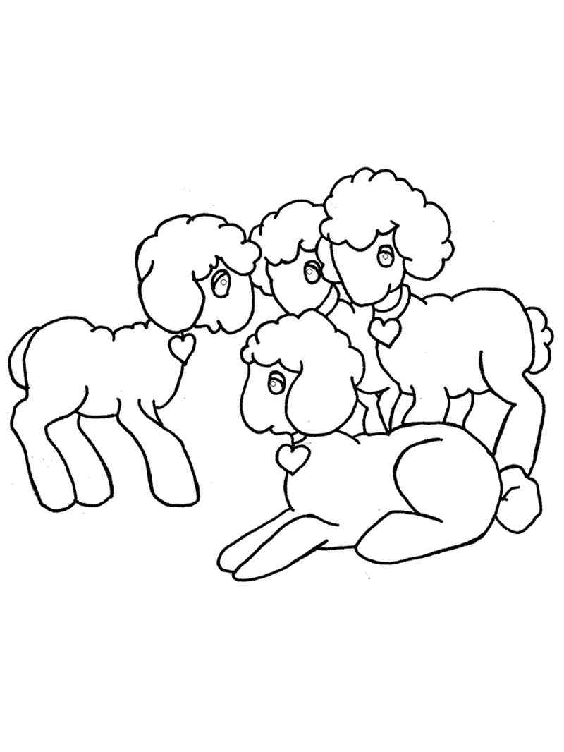 Four Sheep coloring page
