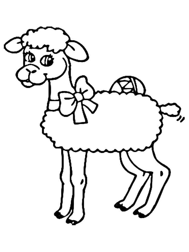 Sheep with Bow coloring page