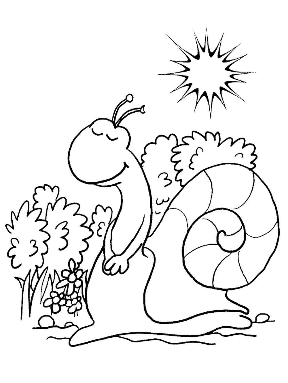 Snail in the Forest coloring page