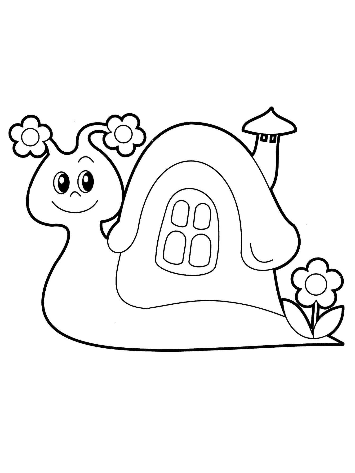 Snail with a House on his back coloring page