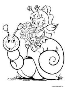 Snail and Little Fairy coloring page