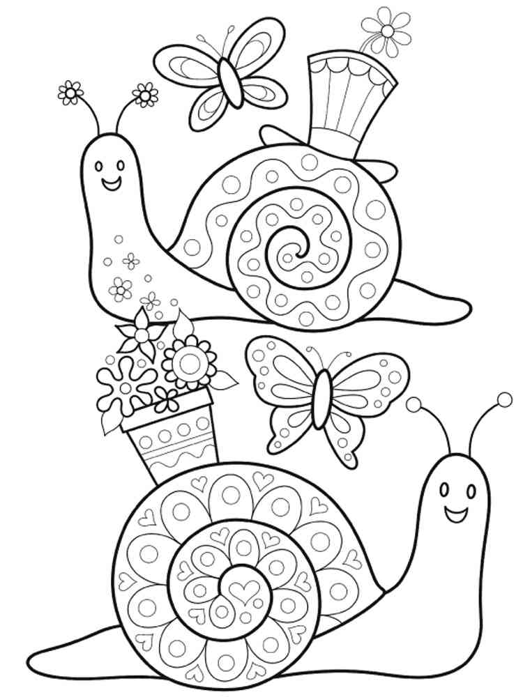 Two Snail Antistress coloring page