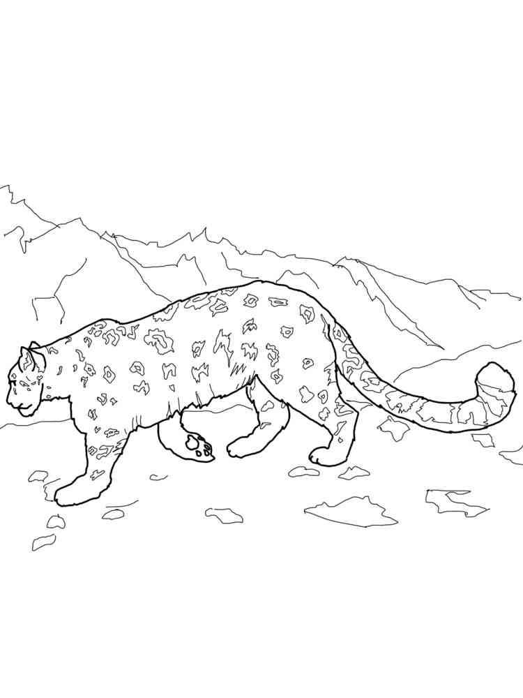 Walking Snow Leopard coloring page