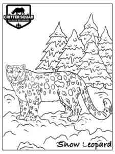 Snow Leopard in the forest coloring page