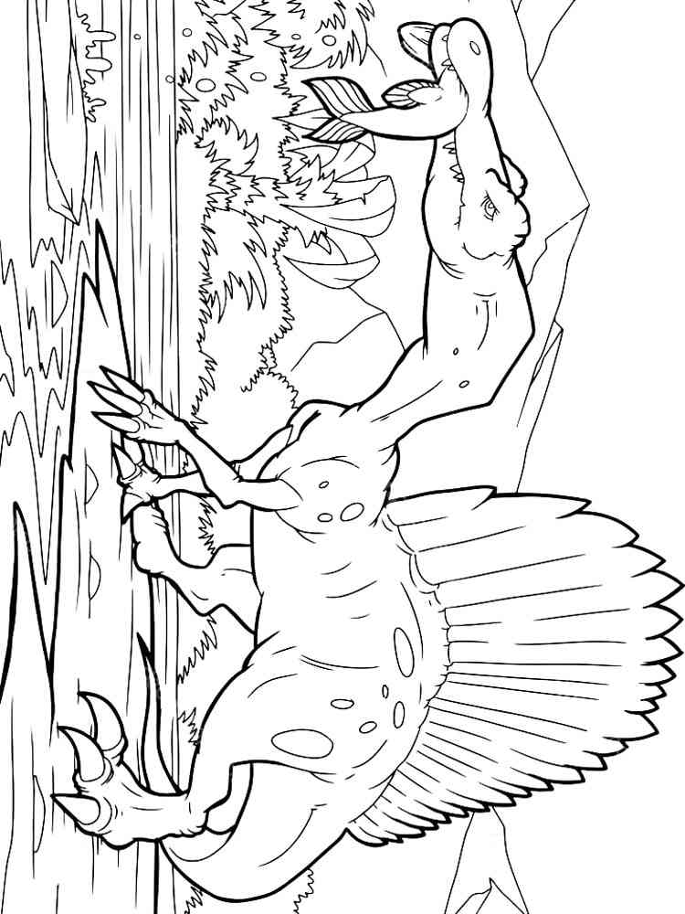 Spinosaurus Eating Fish coloring page