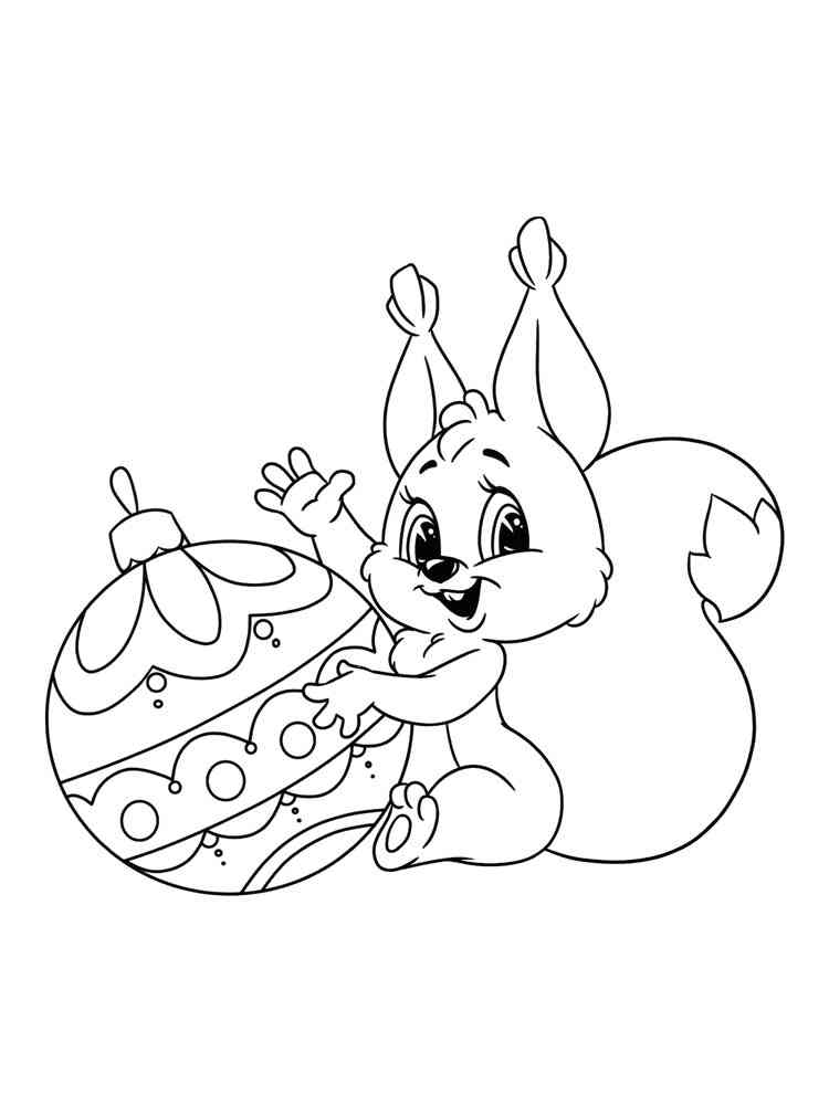 Squirrel and Christmas Decoration coloring page