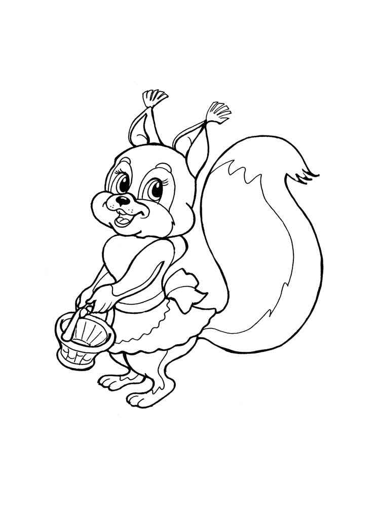 Squirrel with Basket coloring page