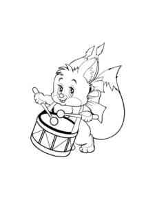 Squirrel with Drum coloring page