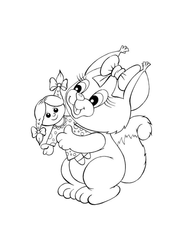 Squirrel with Doll coloring page