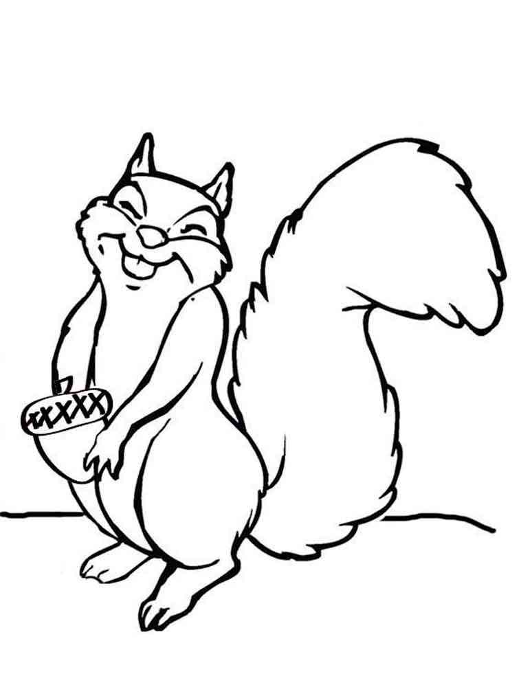 Happy Cartoon Squirrel coloring page